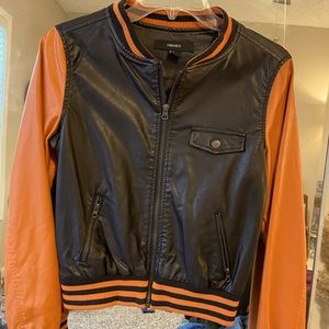 Block Color Leather Jacket